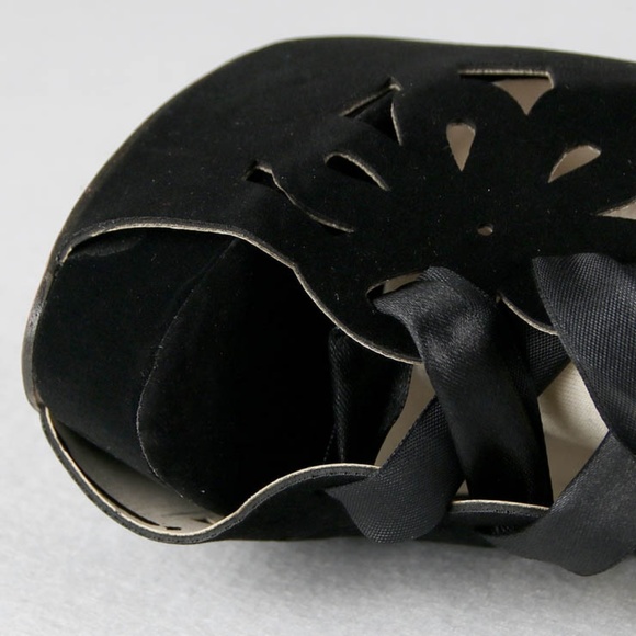 Lace Up Peep Toe Stilettos (38) - Picture 2 of 4